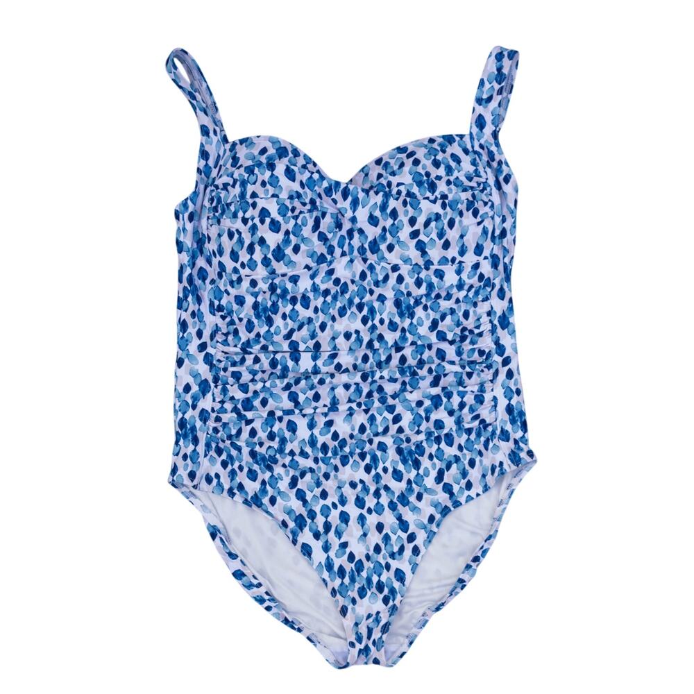 Retro Inspired NIP TUCK SWIM One Piece Tummy Control Swimsuit Blue White Size 12